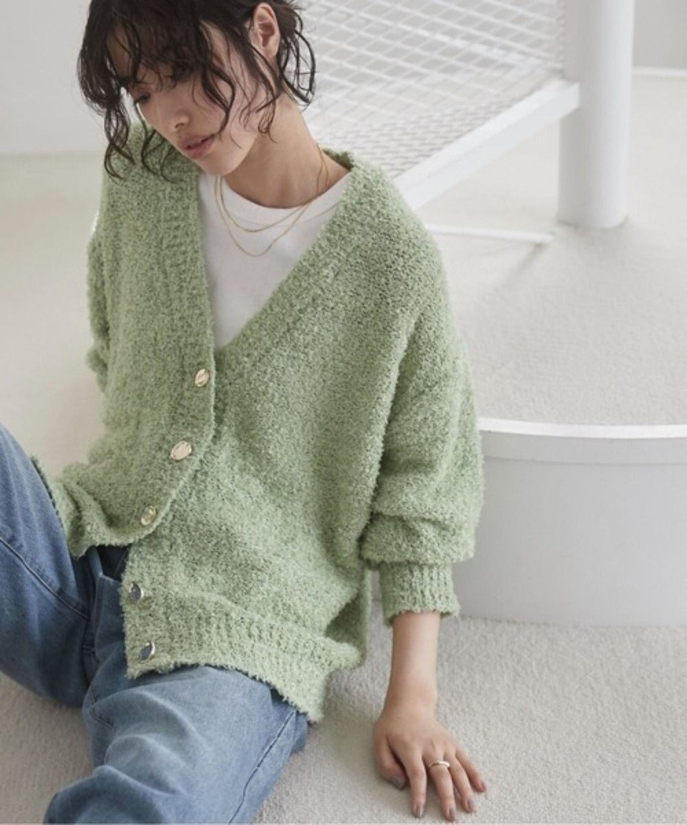 WEGO 【ANGIE VINTAGE】リボンヤーンVネックニットカーディガン 