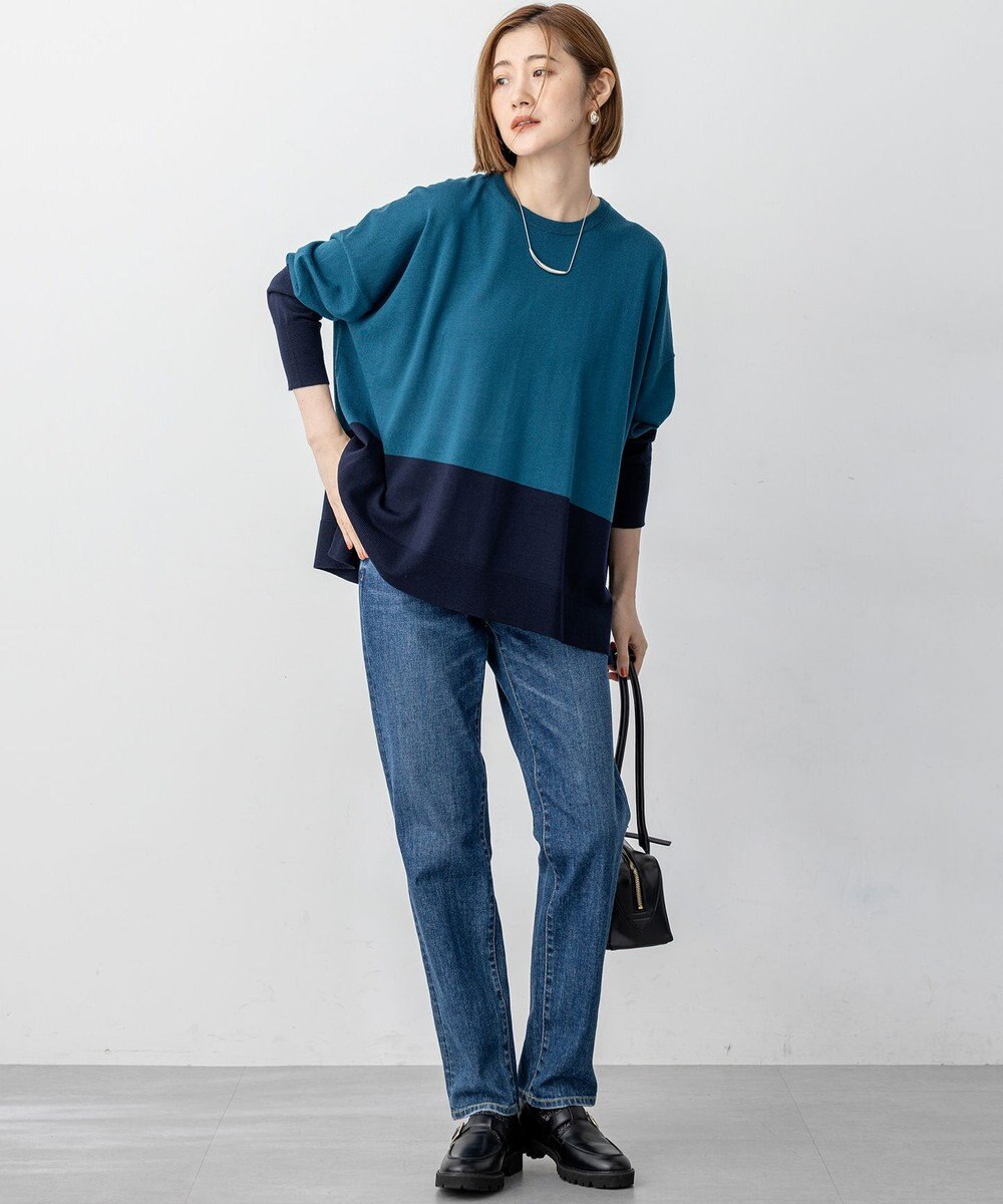 23区 S 【洗える】ウーステッドウール カラーブロック ニット 