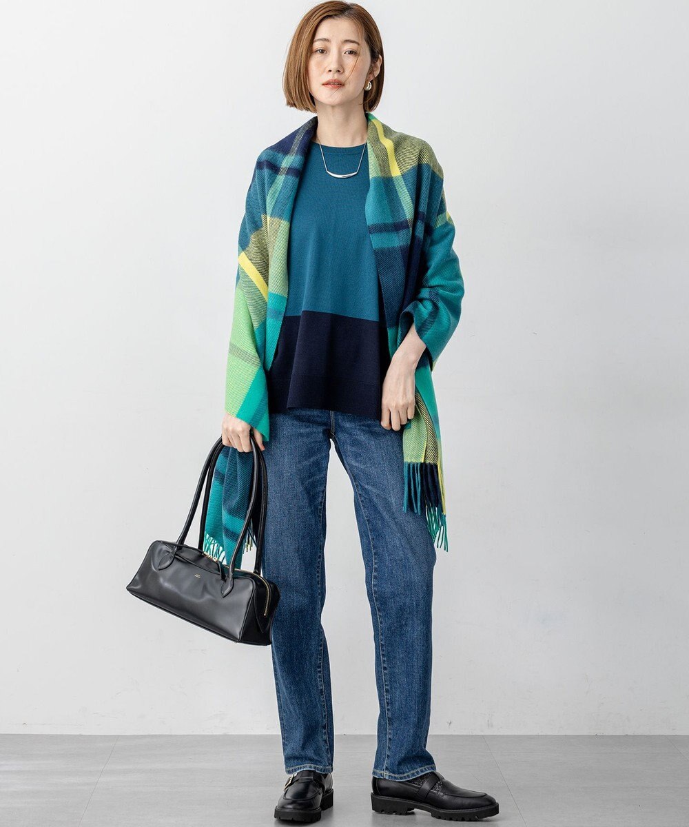 23区 S 【洗える】ウーステッドウール カラーブロック ニット 