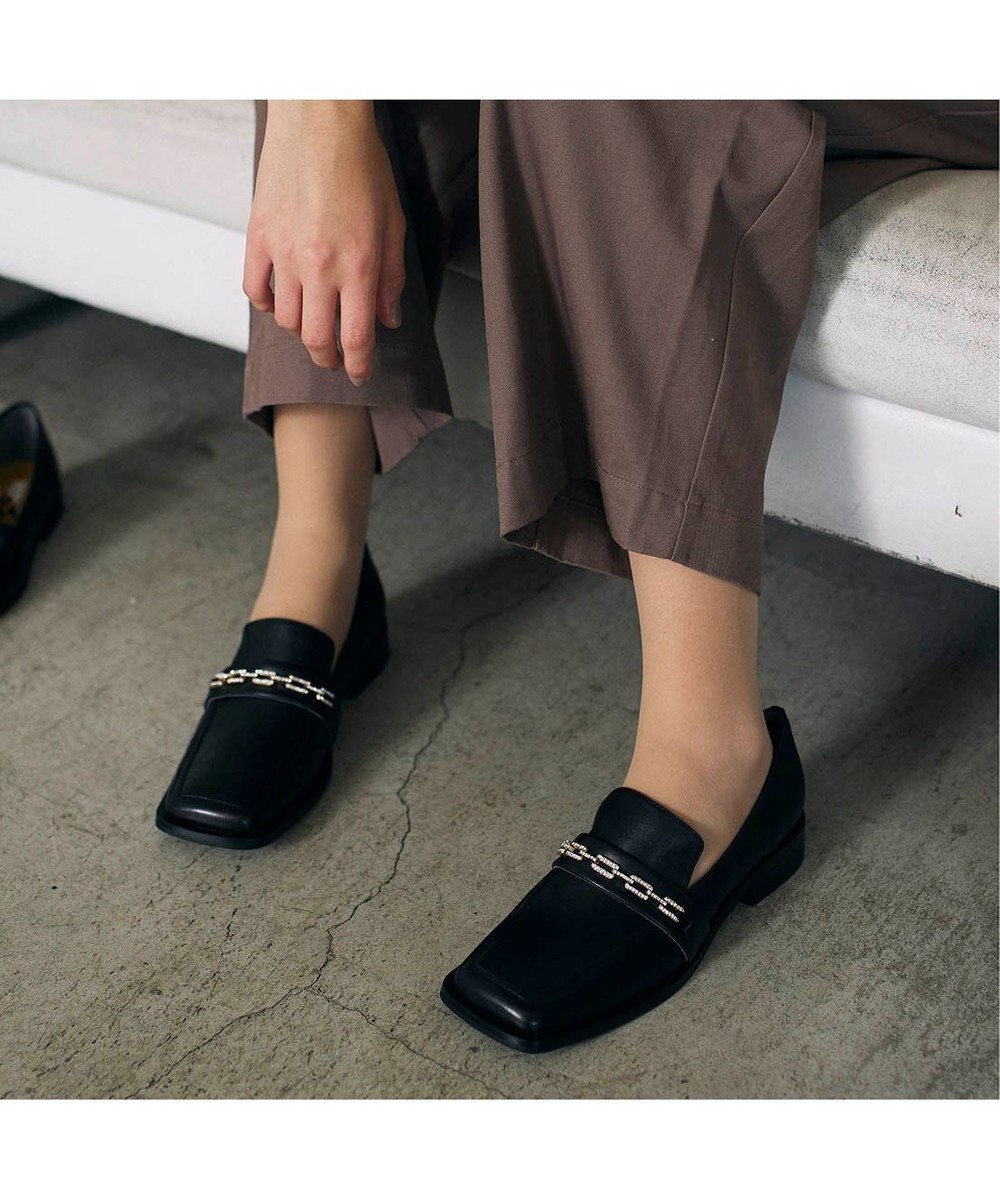 MODE ET JACOMO <MODE ET JACOMO>スクエアトゥチェーンローファー 