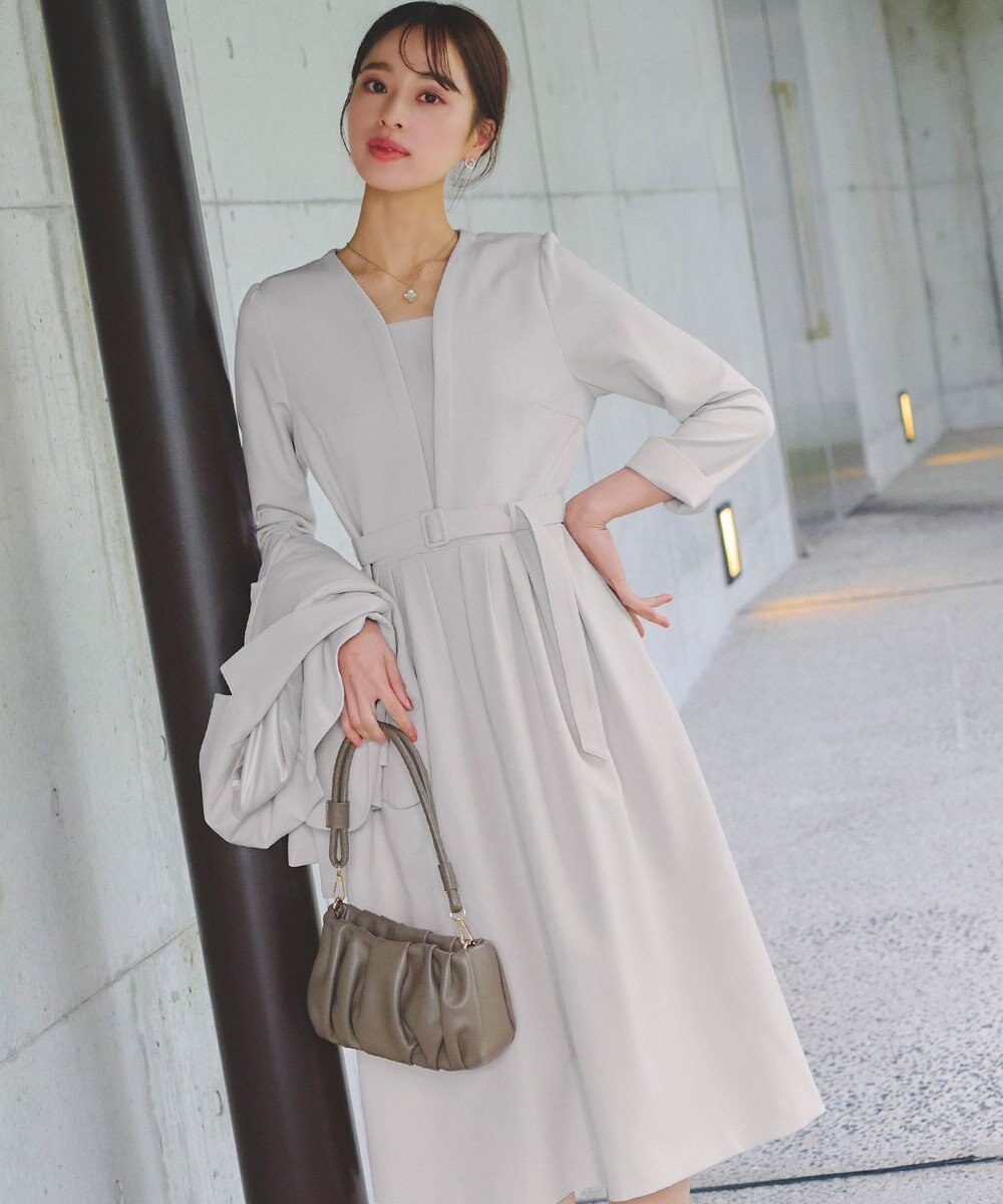 Tiaclasse 【ダブルクロス・洗える】 ナローVネックワンピース 