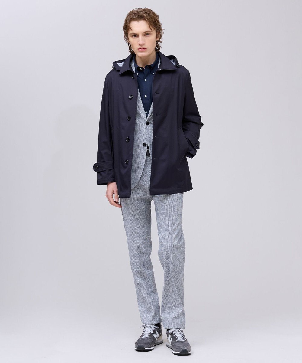 J.PRESS MEN 春の通勤にも【オンオフ兼用 / ストレッチ / 撥水】フードデタッチャブル バルマカンショートコート 
