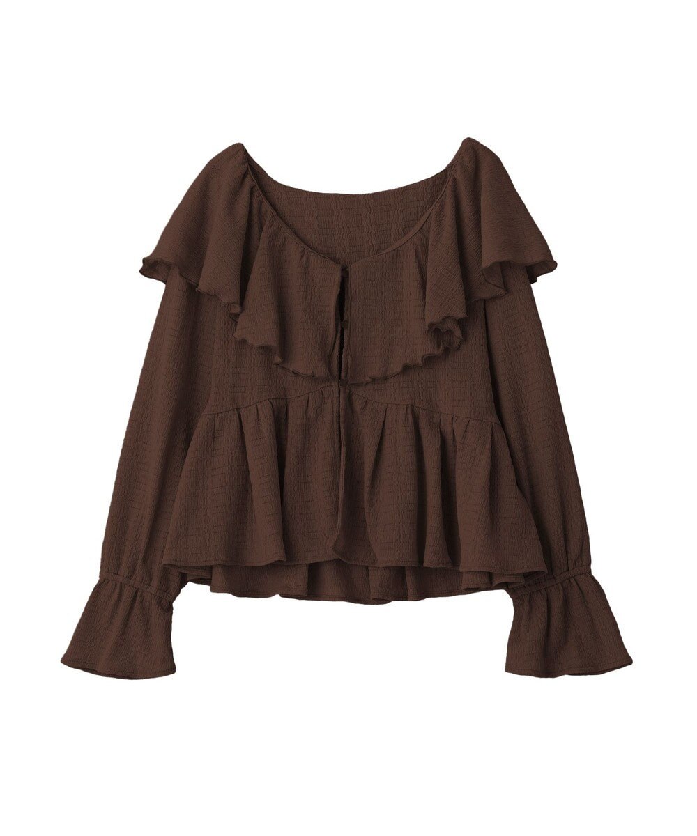 earth music&ecology 【予約】ラッフルカラーカットブラウス 