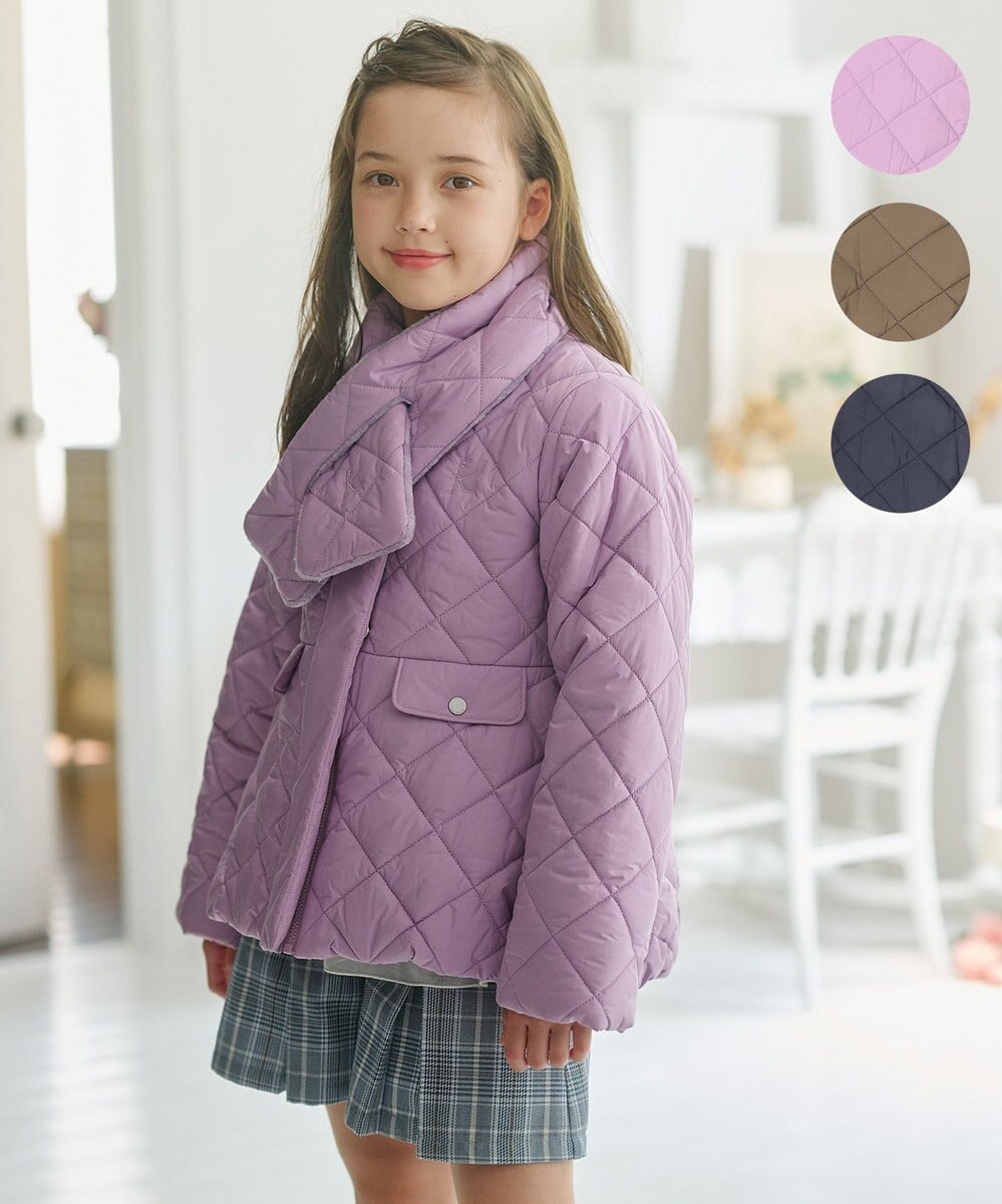 組曲 KIDS 【110-140㎝】マフラー付き中綿キルト アウター 