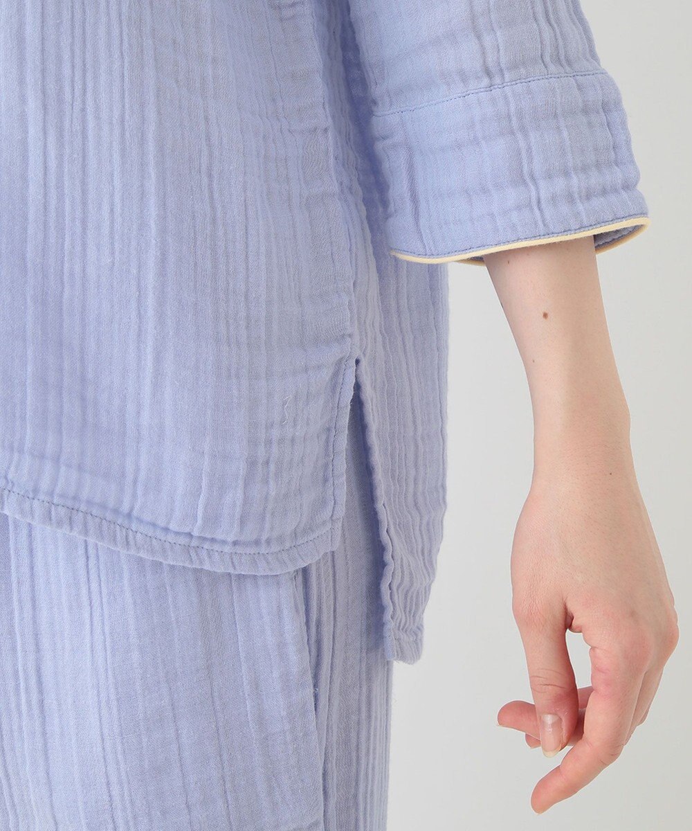 UCHINO クレープガーゼ ノーカラーレディスパジャマ 