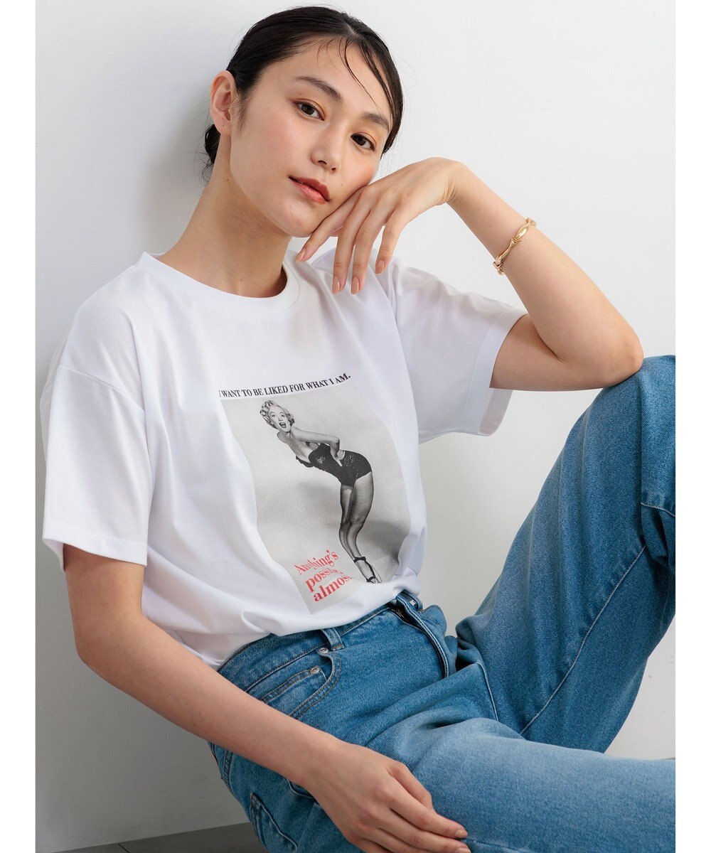 Te chichi マリリンモンローモノクロフォトTシャツ 