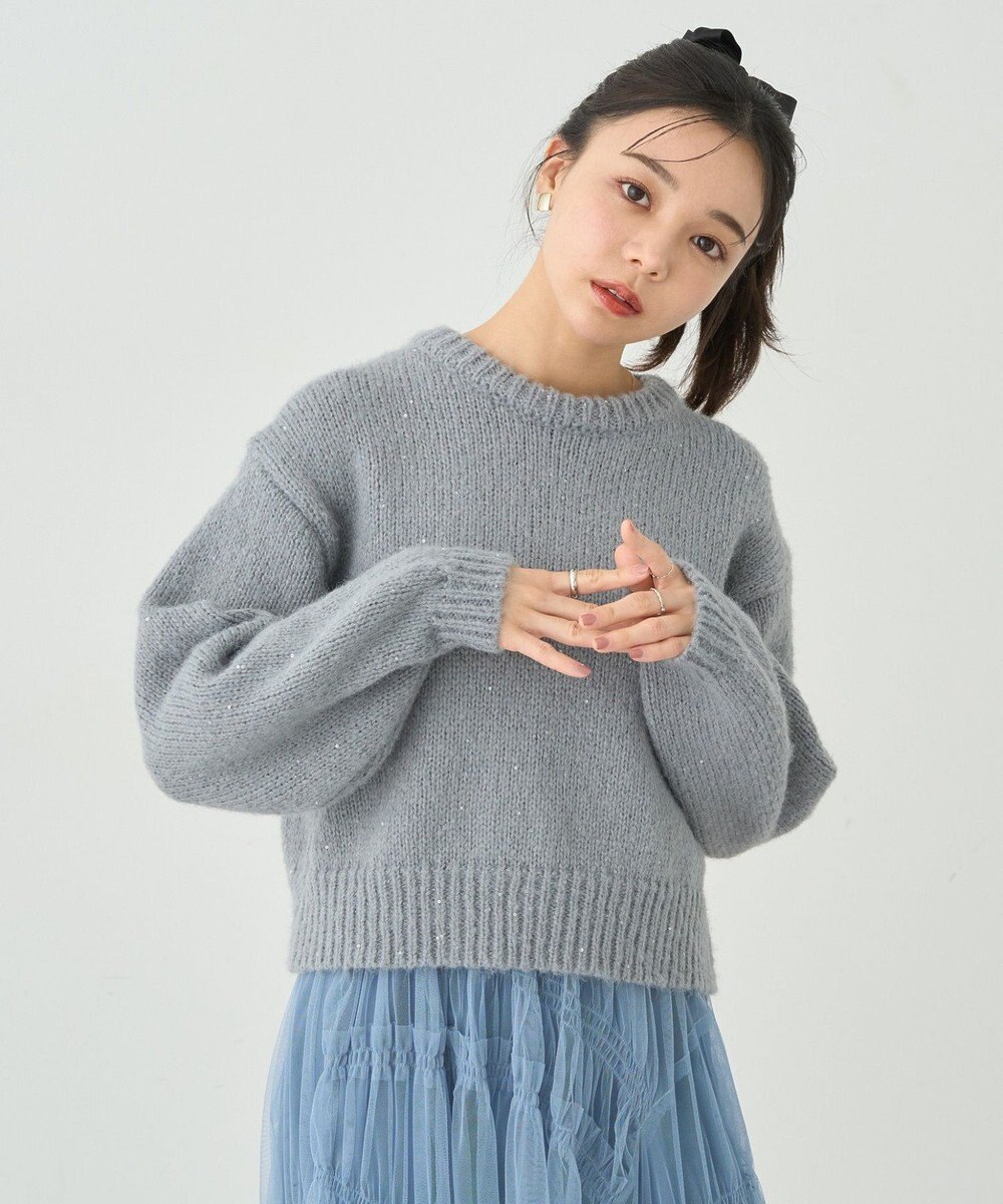 earth music&ecology スパンコールショートニットプルオーバー 