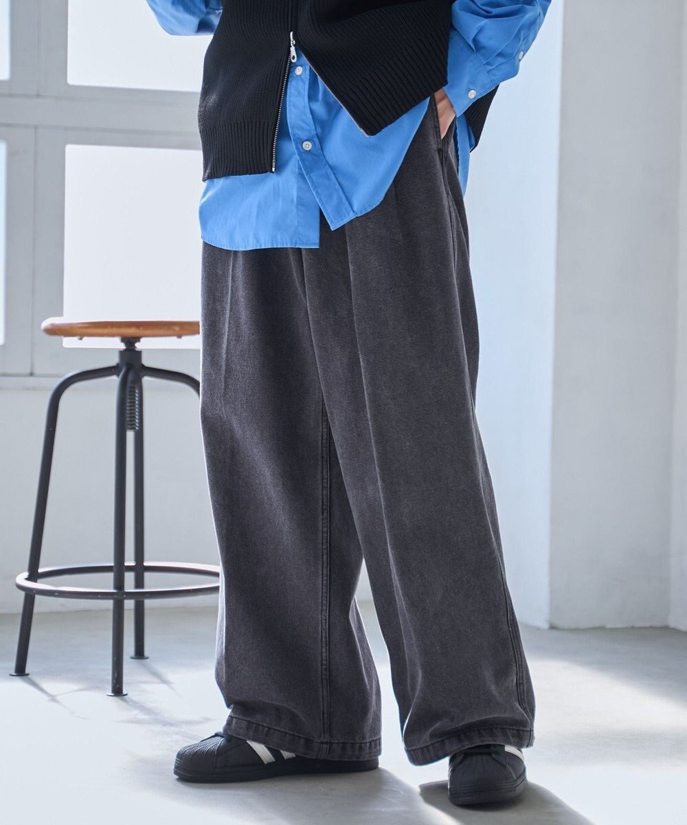 WEGO 【ウエストゴム】スーパーバギーデニムスラックス 