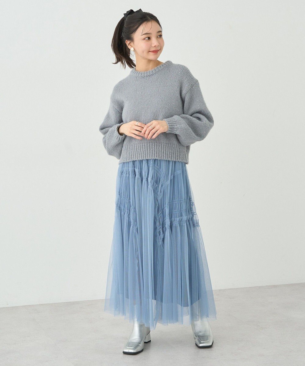 earth music&ecology スパンコールショートニットプルオーバー 