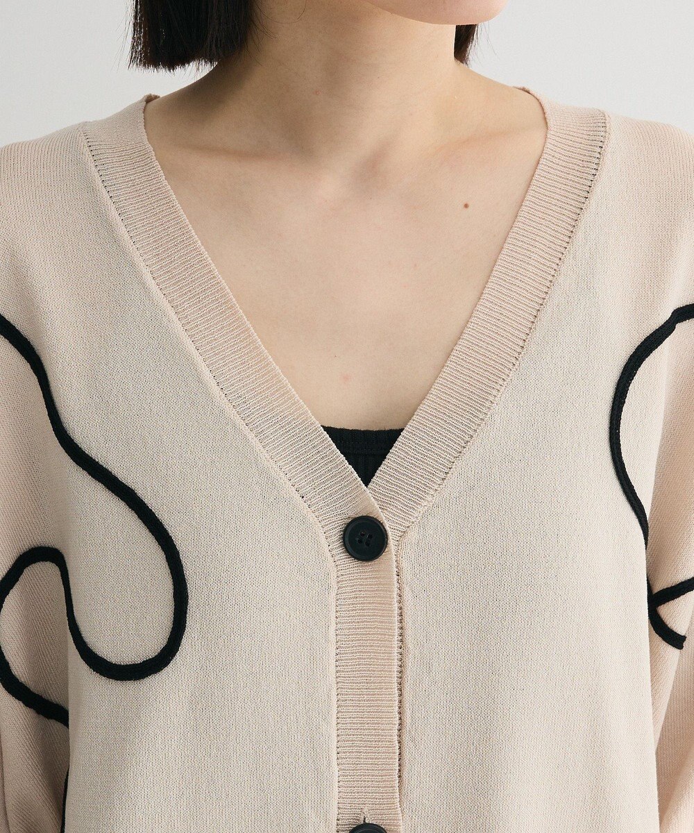 Green Parks 刺繍コードＶネックフレンチカーディガン 