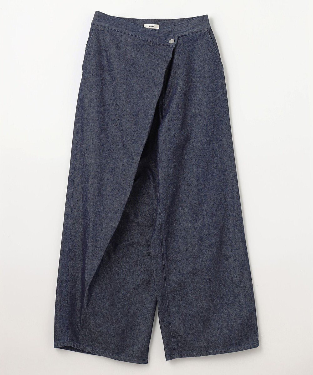 NAVE 【ReNave・セットアップ可/洗える】マーセライズデニム ラップワイドパンツ 
