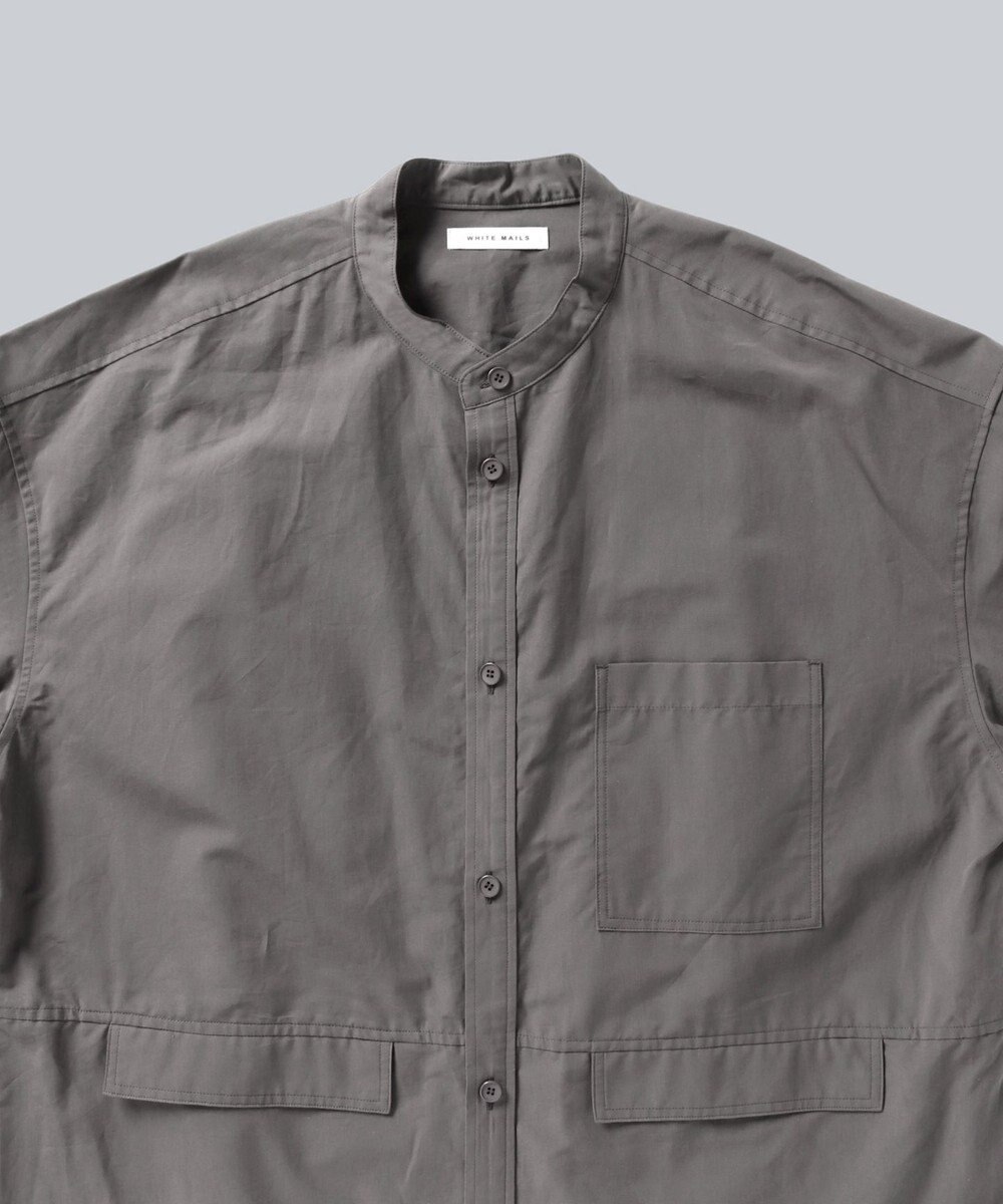 WHITE MAILS 【UNISEX】COTTON PAPER POPLIN BAND COLLAR SHIRT シャツ 