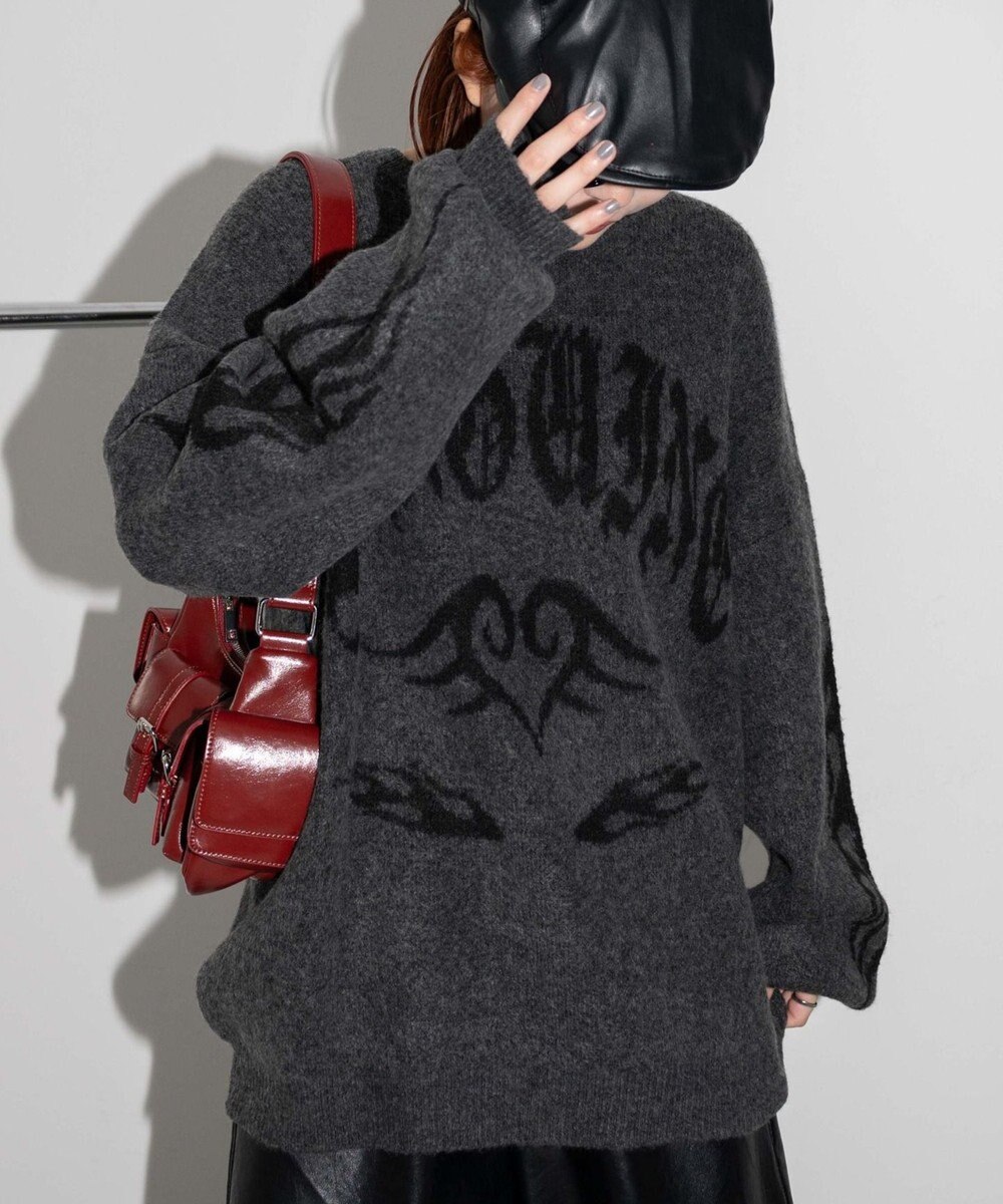 WEGO モチーフグラフィックフラッフィーニットプルオーバー 