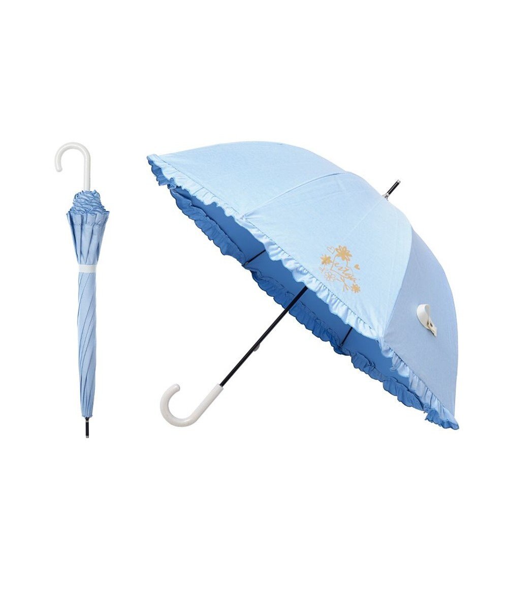 ジルスチュアート 傘 日傘 折りたたみ傘 水色 ライトブルー フリル 