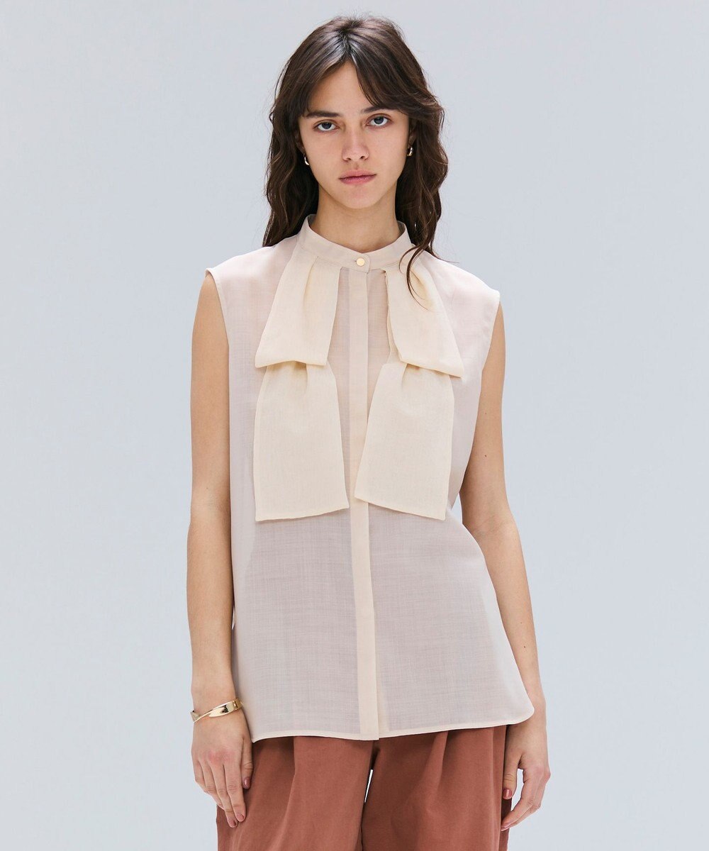 BEIGE， 【洗える】MOYE / シアーウールビックボウタイブラウス 