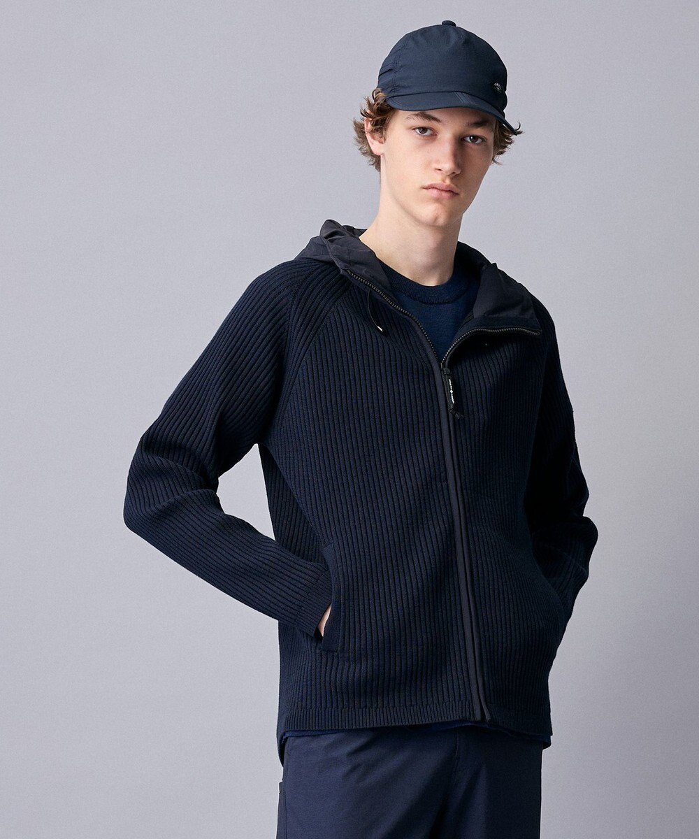 JOSEPH ABBOUD MOUNTAIN 【日本素材・ストレッチ】コットンムリネ アウトドア ニット パーカー 