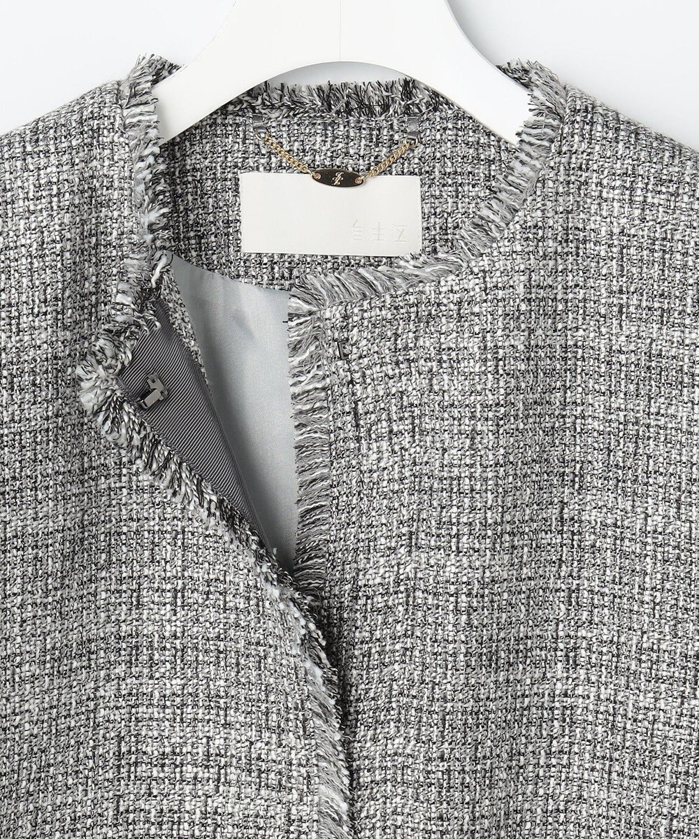 自由区 L 【17号サイズまで展開・カタログ掲載】ライトミックスツイード ジャケット 