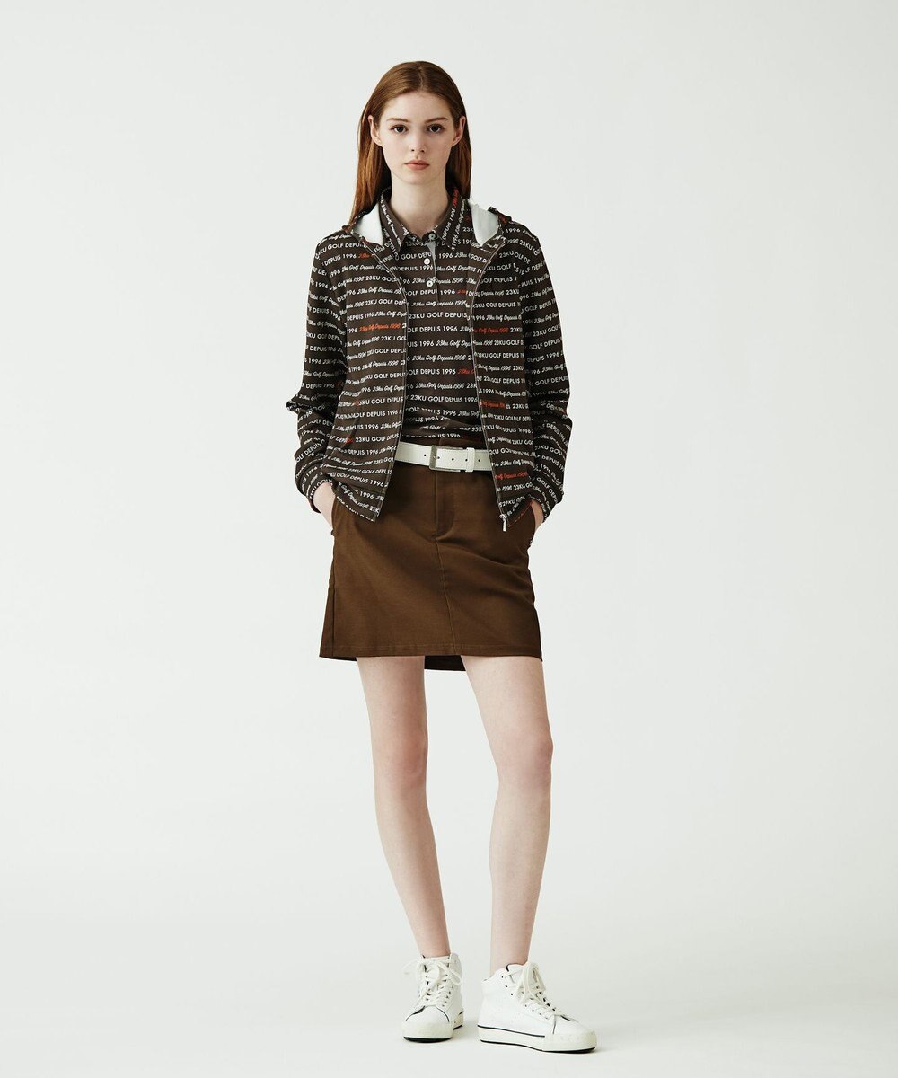 23区GOLF 【WOMEN】【吸水速乾/UVケア】ロゴパターンプリント 総柄半そで ポロシャツ 