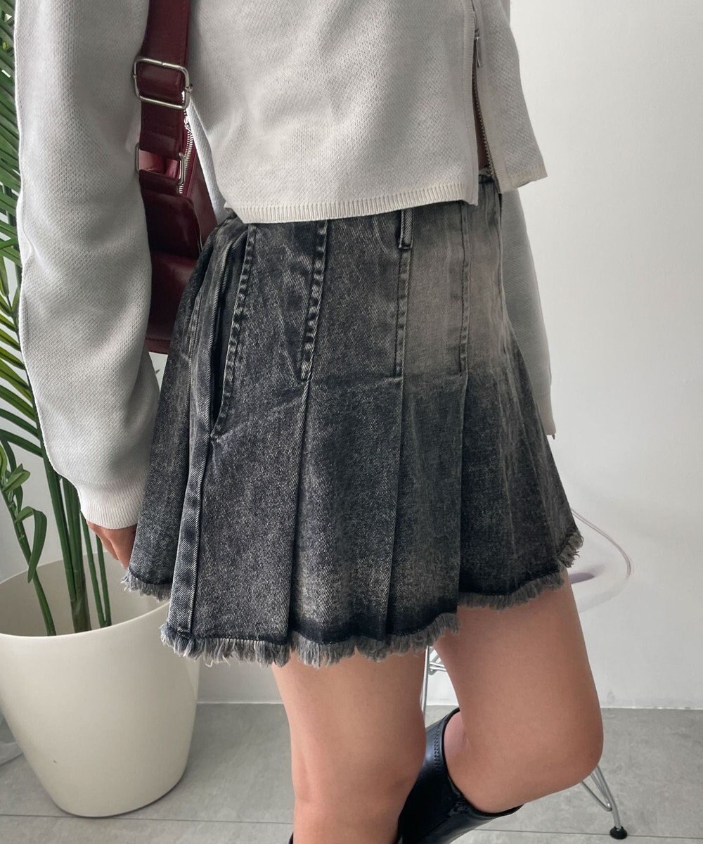 WEGO ヴィンテージウォッシュプリーツスカパン 