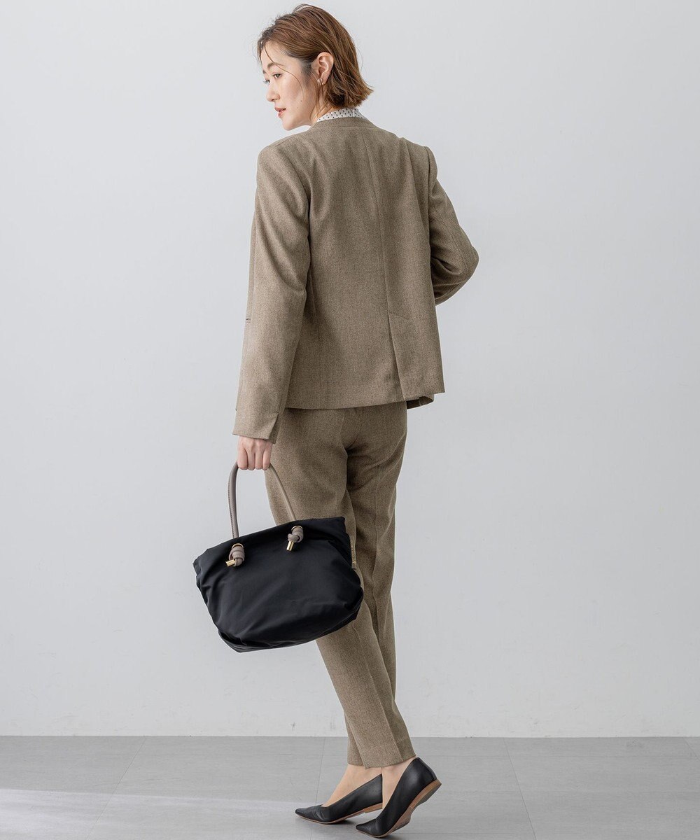 23区 【洗える】ウールライクカルゼ ノーカラー ジャケット 