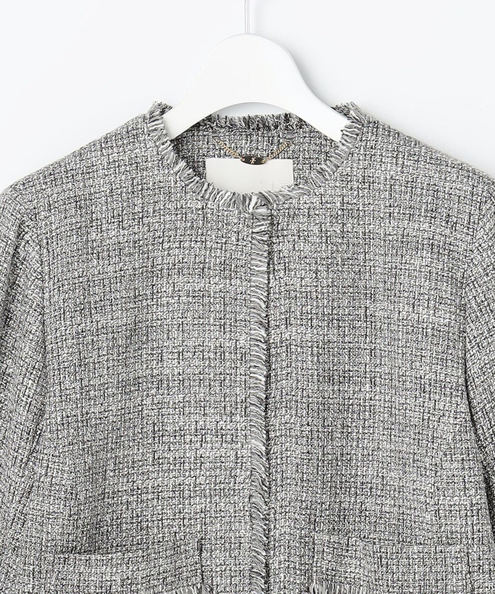 自由区 L 【17号サイズまで展開・カタログ掲載】ライトミックスツイード ジャケット 
