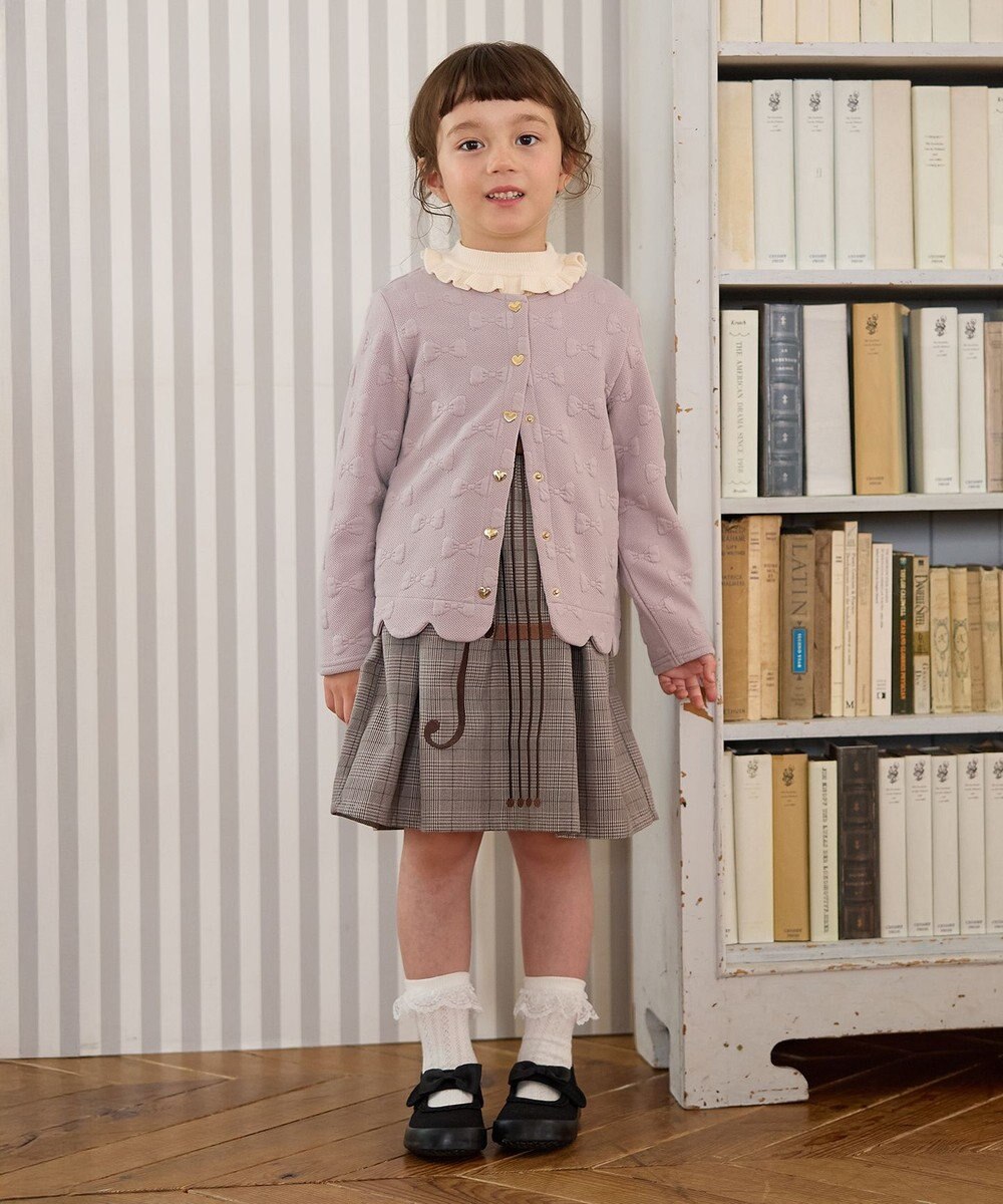 ANY KIDS リボン ジャガード カーディガン 