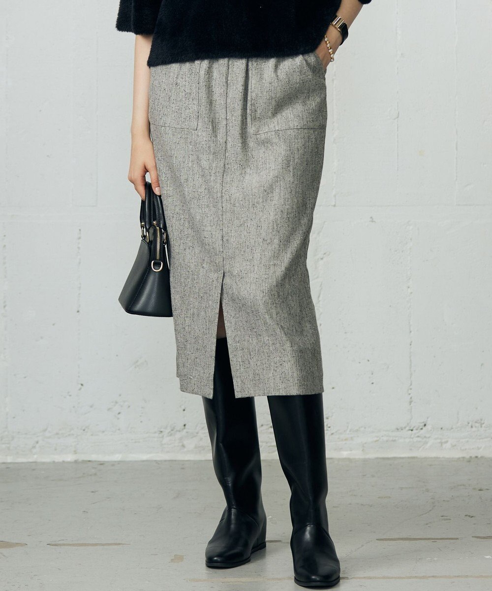 自由区 L シルクネップツイード スカート 