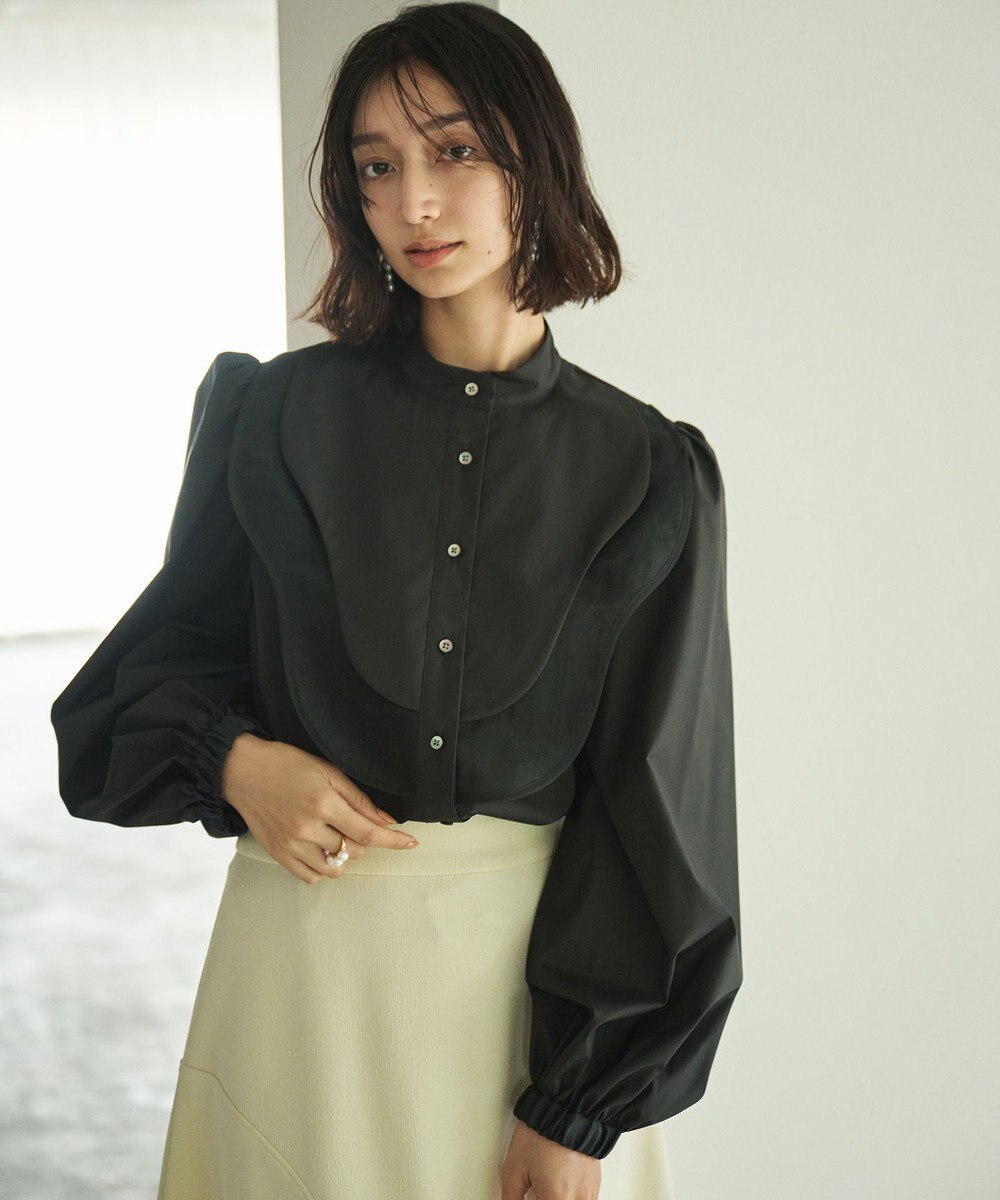 #Newans 【洗濯機可能】ウェイビービブデザインブラウス 