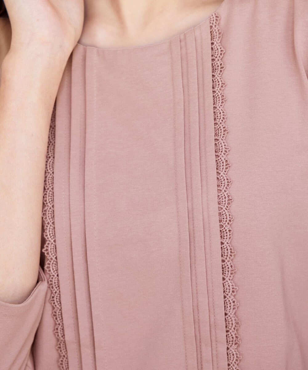 Tiaclasse 【洗える】ピンタックレースカットソーTブラウス 