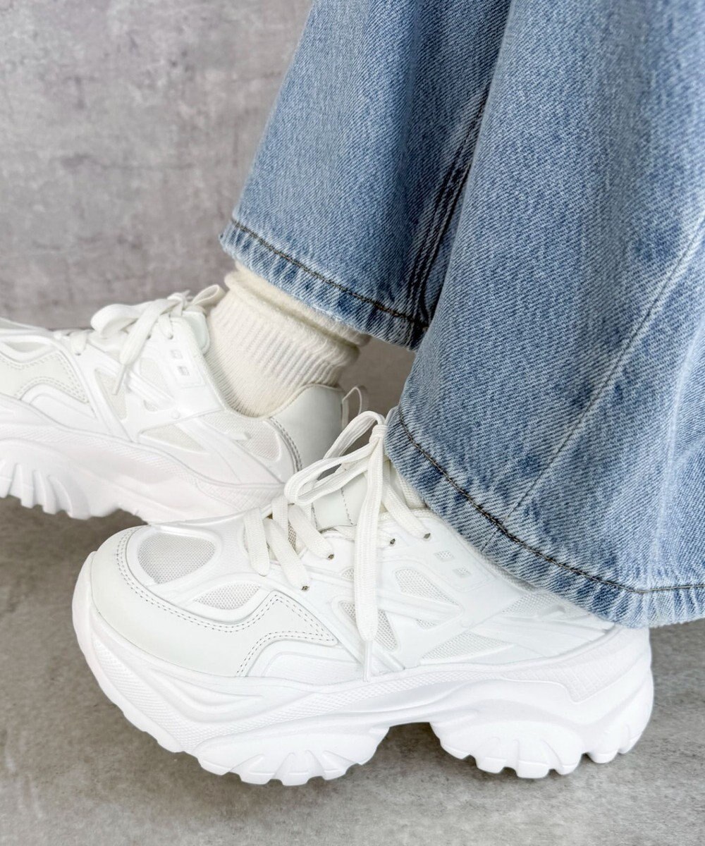 WEGO 【SMLサイズ展開】ラバーコンビ厚底スニーカー 