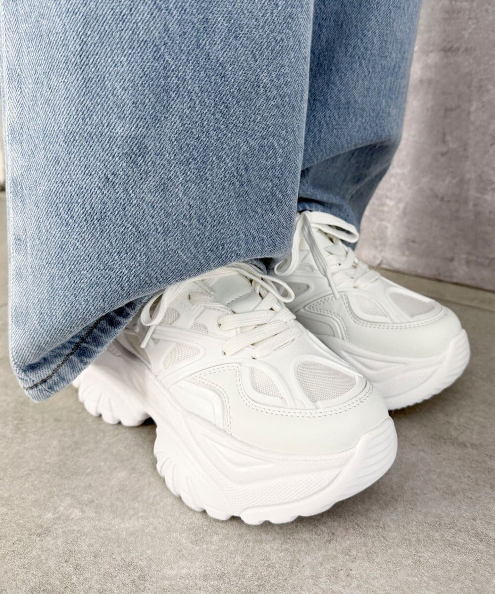 WEGO 【SMLサイズ展開】ラバーコンビ厚底スニーカー 