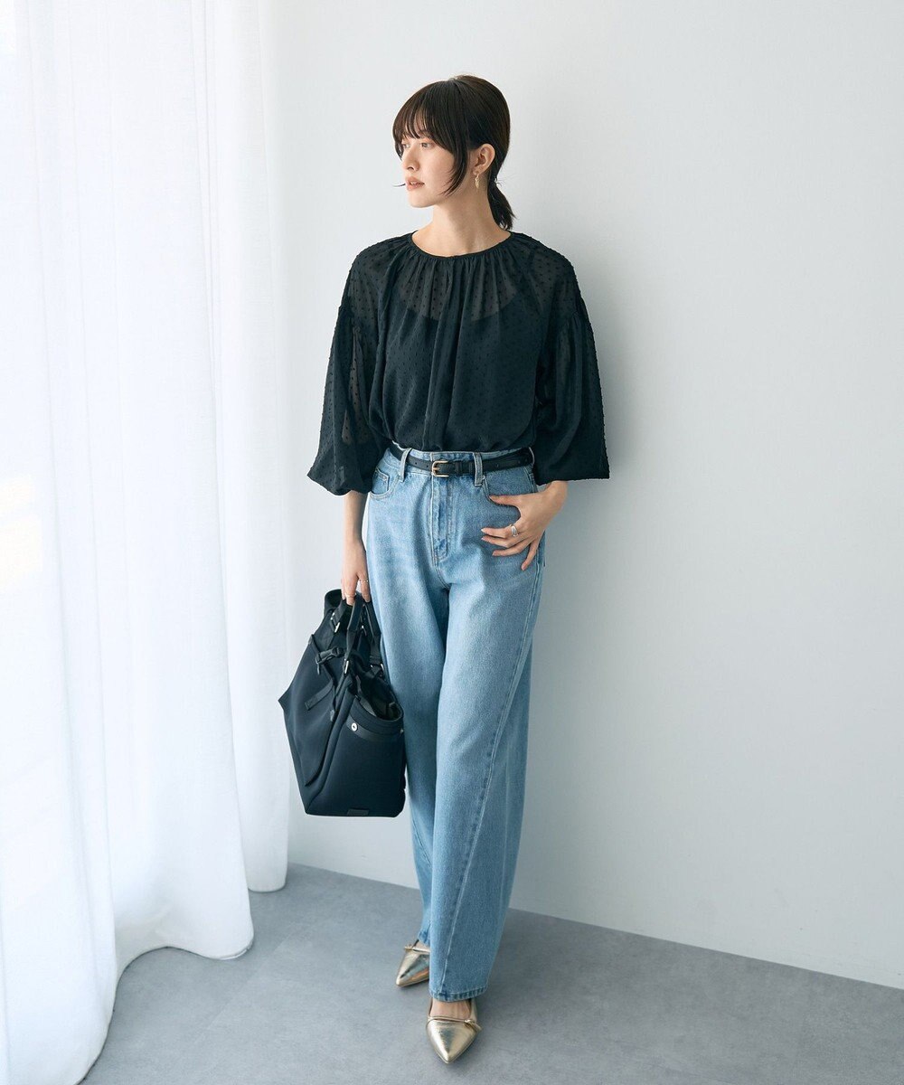 YECCA VECCA シアードットジャガードブラウス 