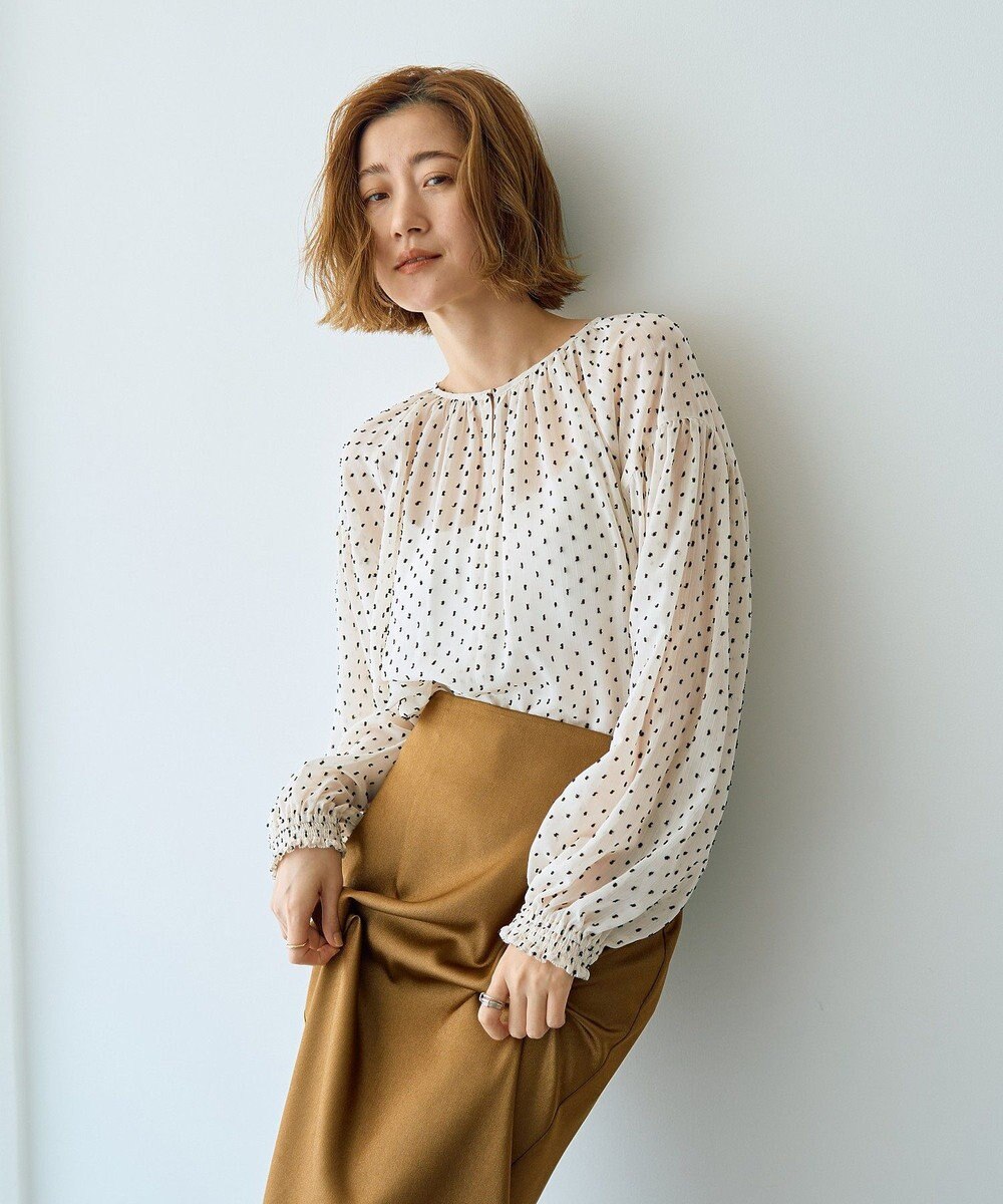 YECCA VECCA シアードットジャガードブラウス 