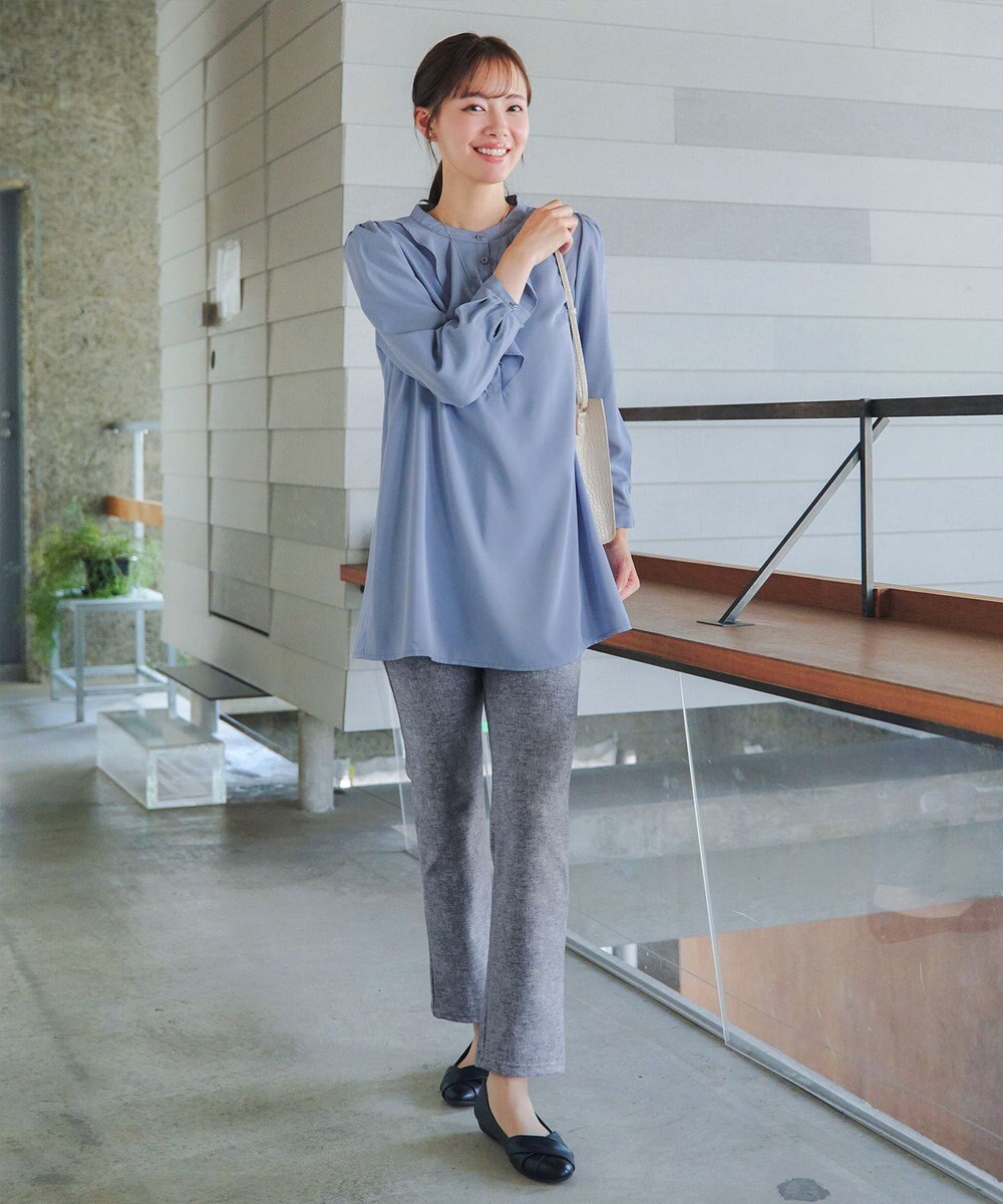 Tiaclasse L 【日本製】メランジプリント裏起毛スリムパンツ 