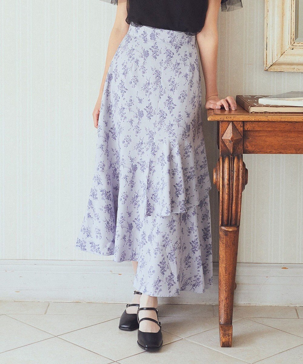 earth music&ecology フラワーアシメティアードスカート 