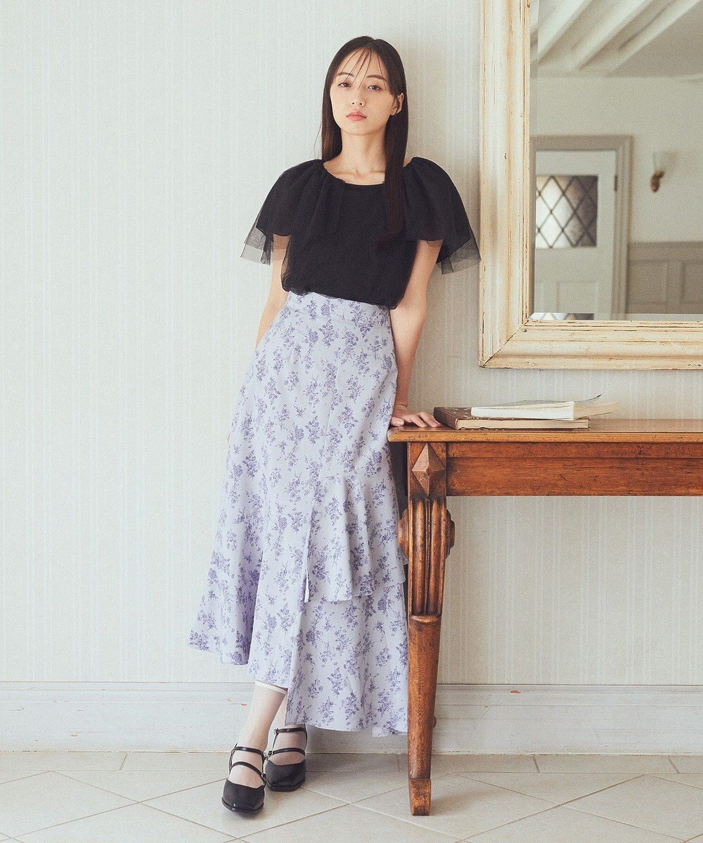 earth music&ecology フラワーアシメティアードスカート 