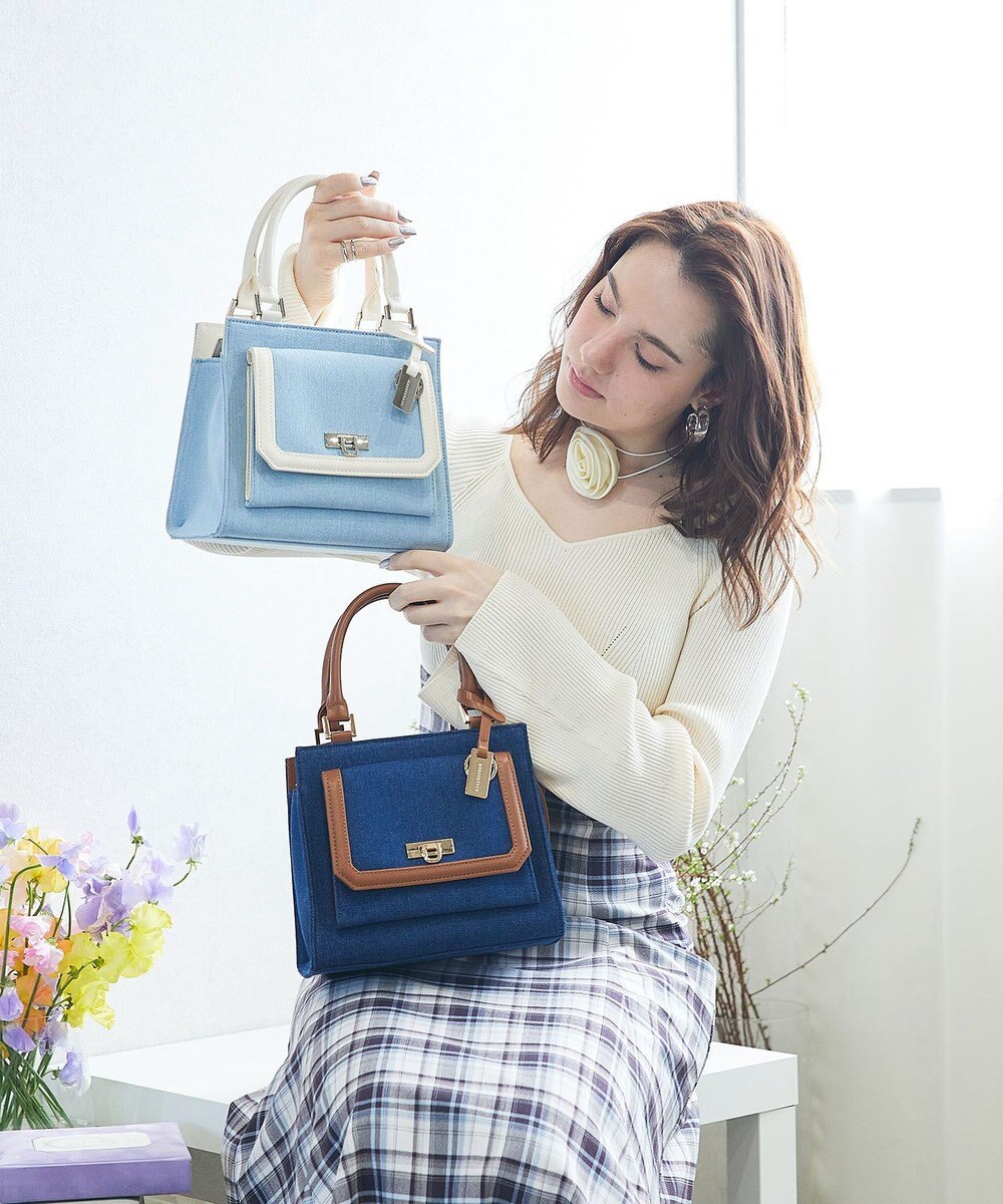 style code 【MERCURYDUO/マーキュリーデュオ】デニムコンビ　フラップハンドバッグ 