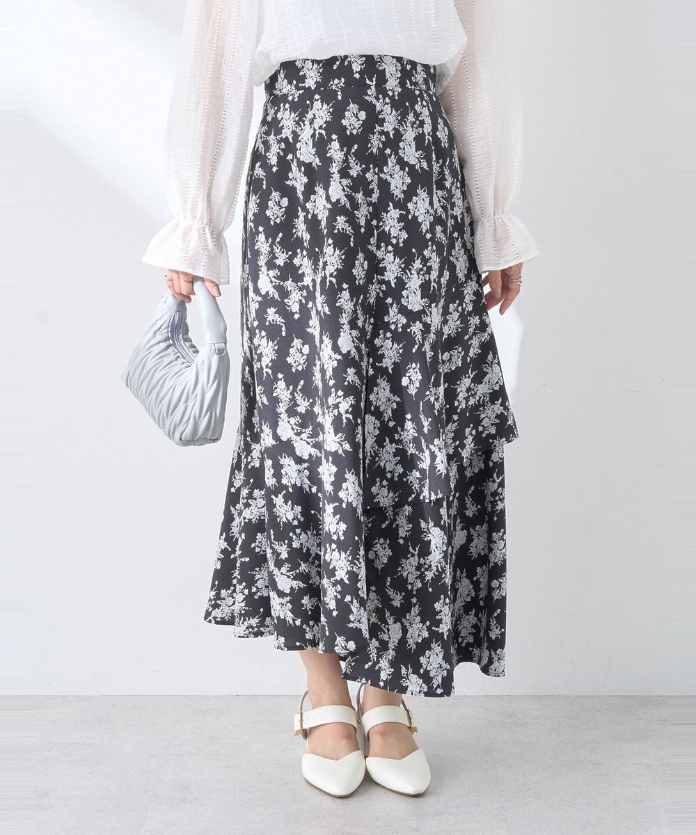 earth music&ecology フラワーアシメティアードスカート 