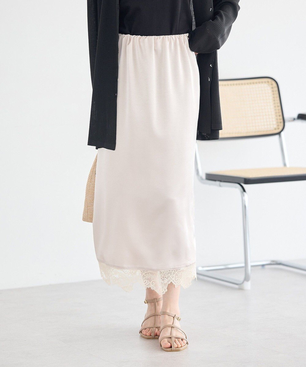 earth music&ecology サテンレーススカート 