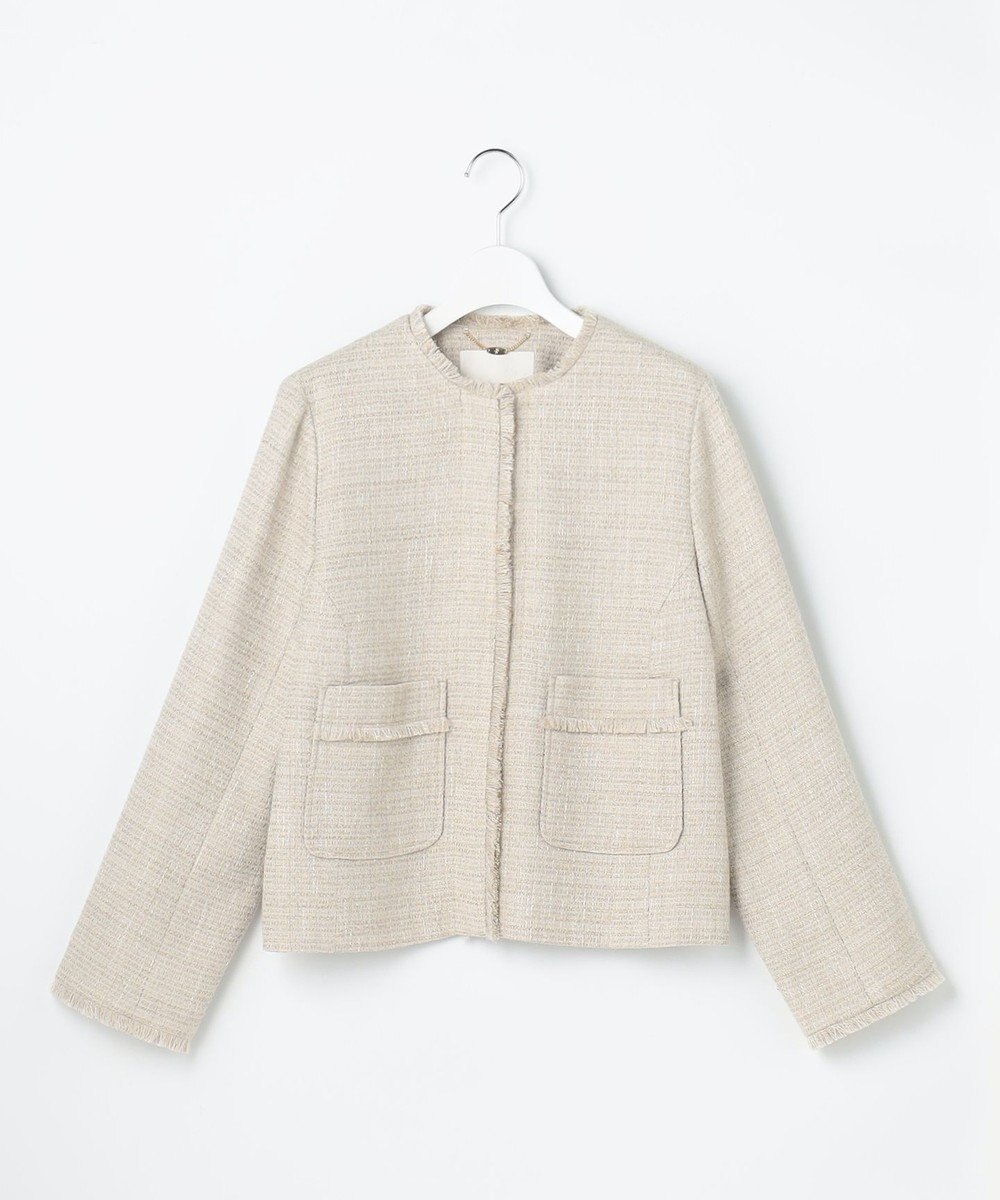 自由区 L 【17号サイズまで展開・カタログ掲載】ライトミックスツイード ジャケット 