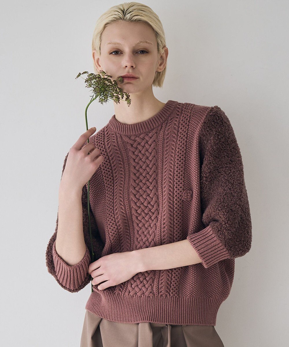 自由区 【カトリエムブーケ】Motif de tricot traditionnel ファーコンビニット 