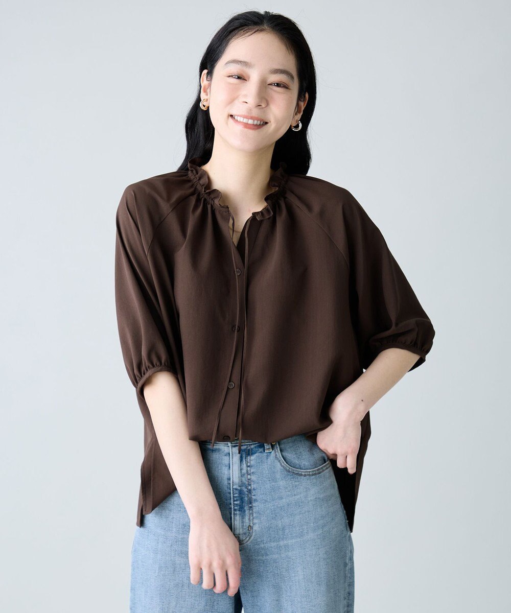 ANY 楽映えフリルネックブラウス（セットアップ着用可） 