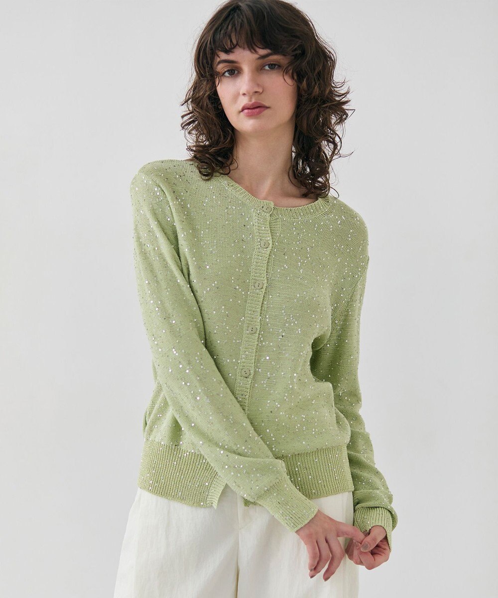 BEIGE， 【洗える】FENNEL / コットンスパンコールカーディガン 