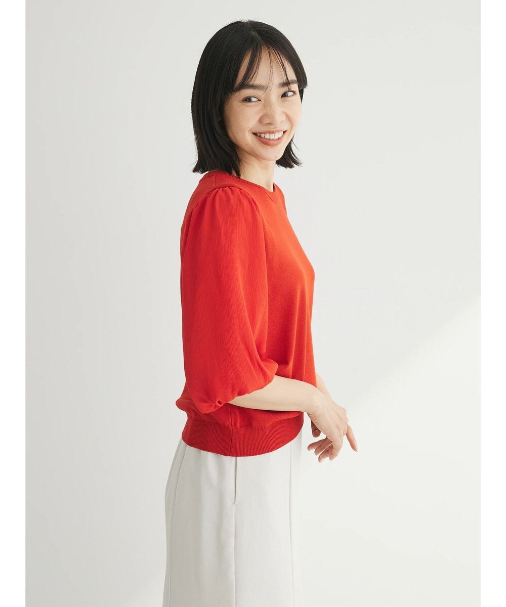 Green Parks 袖楊柳ドッキングニットプルオーバー 