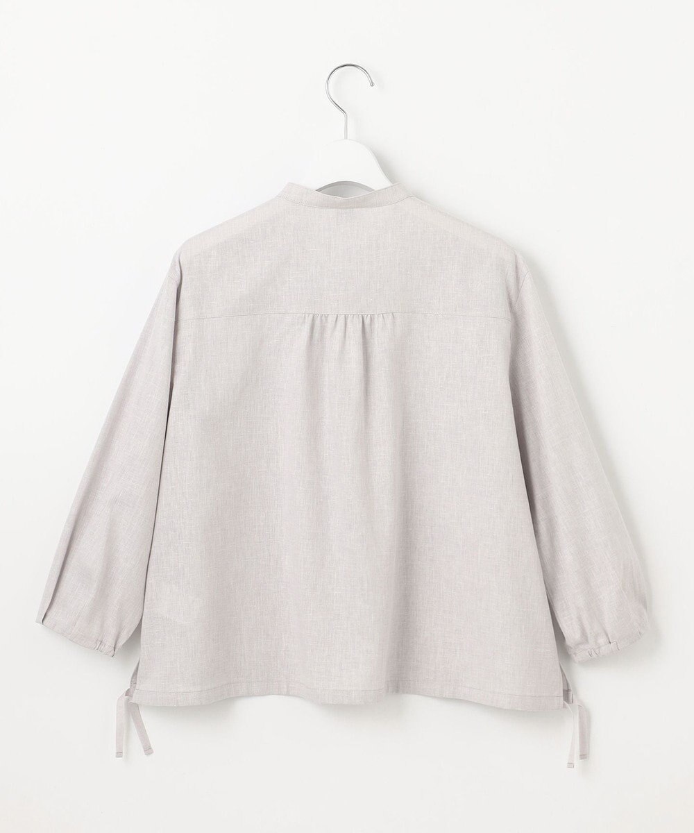 J.PRESS LADIES 【洗える・接触冷感・吸水速乾】麻SOLID バンドカラー シャツ ブラウス 