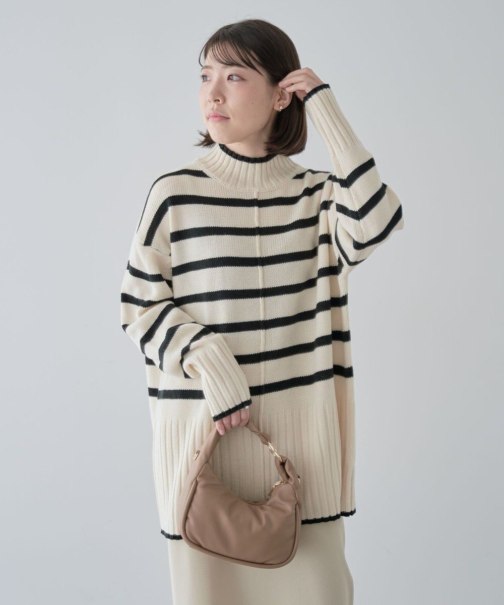 Green Parks 洗えるモックネックニットプルオーバー 