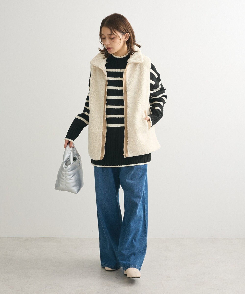 Green Parks 洗えるモックネックニットプルオーバー 