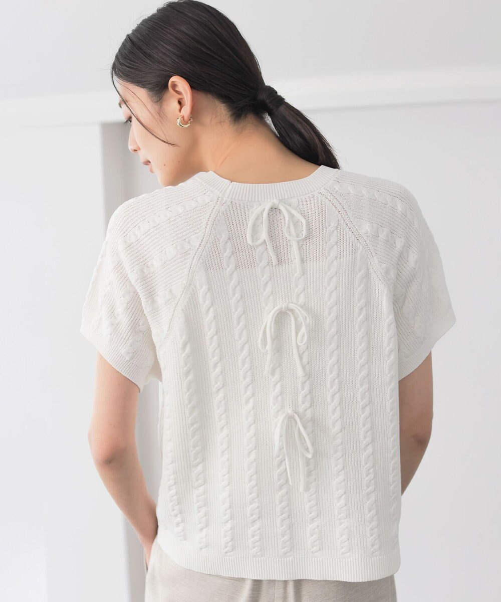 組曲 L 【WEB限定】バックリボンケーブル ニット 