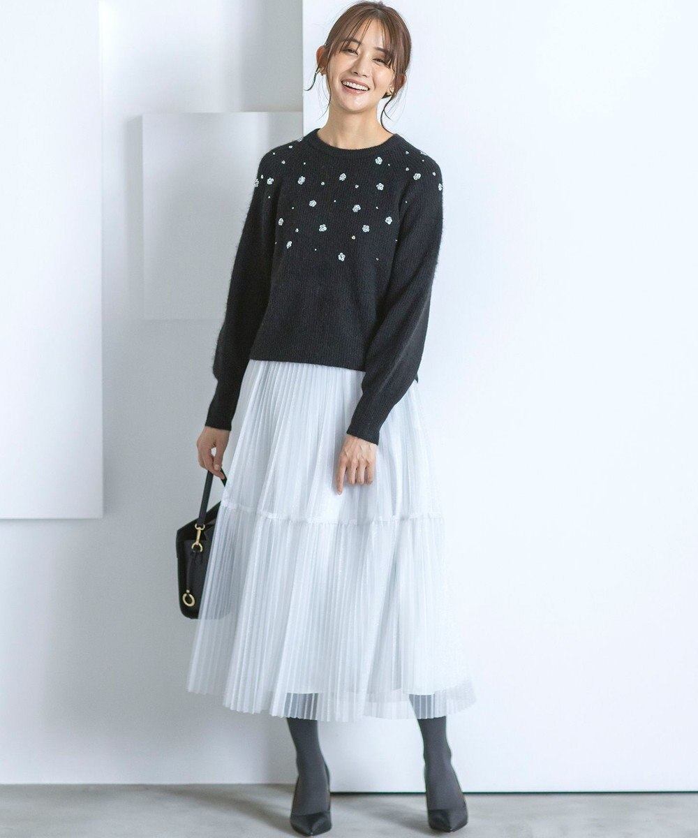 組曲 【WEB限定】モヘヤブレンド ビジューライク刺繍ニット 