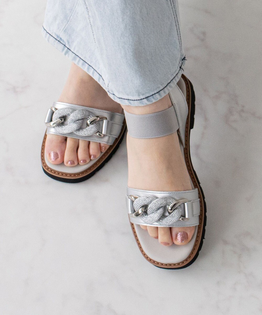 Bridget Birkin 【Bridget Birkin】キラキラチェーンアクセントサンダル 